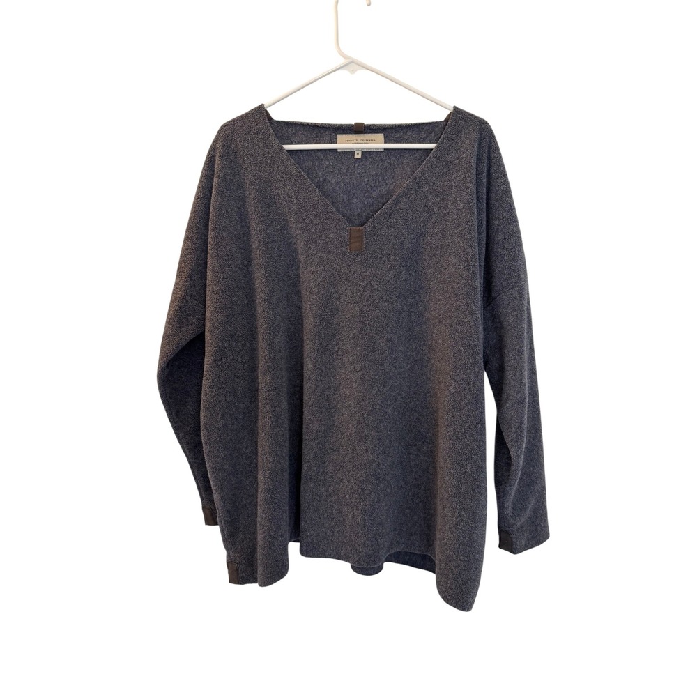 Henriette Steffensen Copenhagen Fleece V Neck Sweater Gray Oversized Womens M